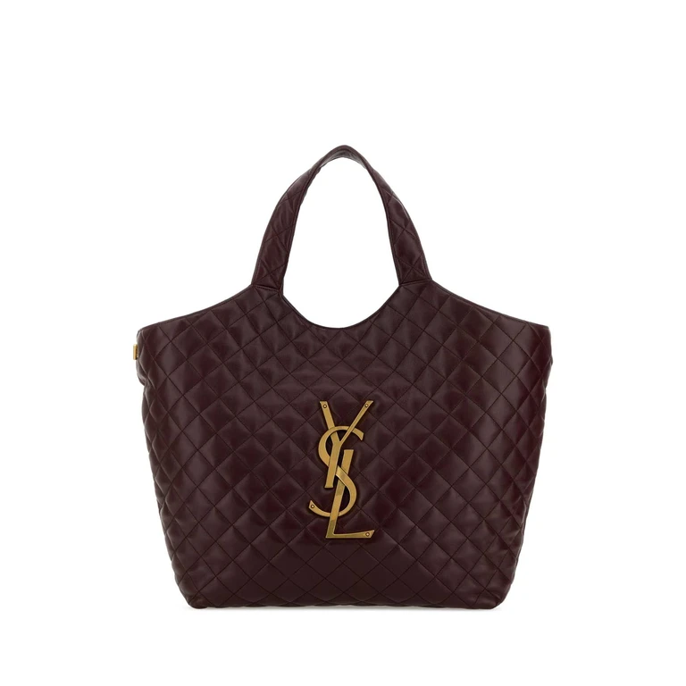 Saint Laurent Aubergine Nappa Leather Icare Shopping Bag Hotwine Borse A Mano - Women