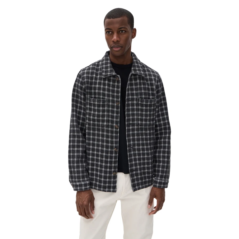Rhythm Jacquard Check Shirt Charcoal M