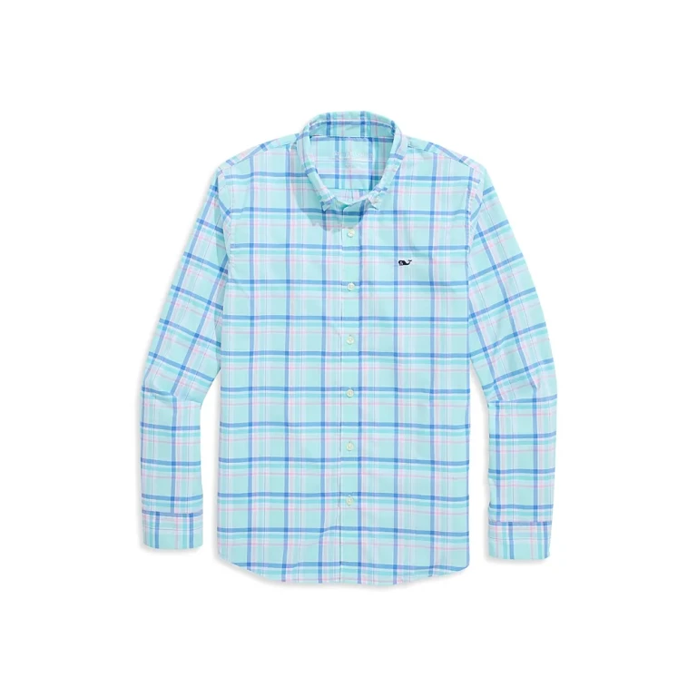 Vineyard Vines Boys' Coconut Key Plaid Featherweight Perf Shirt - Little Kid, Big Kid