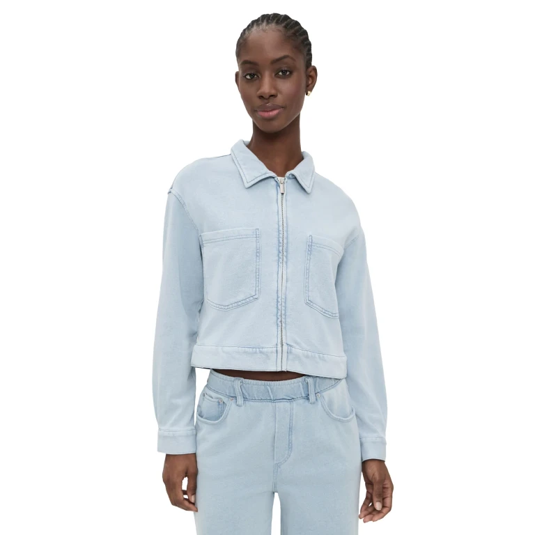 Z Supply Heritage Knit Denim Jacket Ocean Air Indigo M