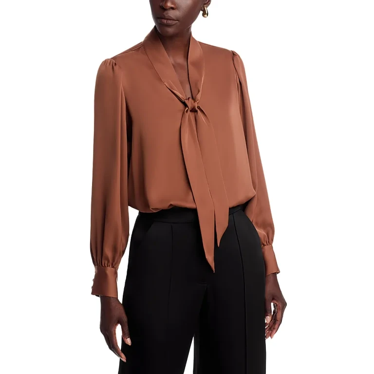 T Tahari Long Sleeve Bow Tie Neck Blouse