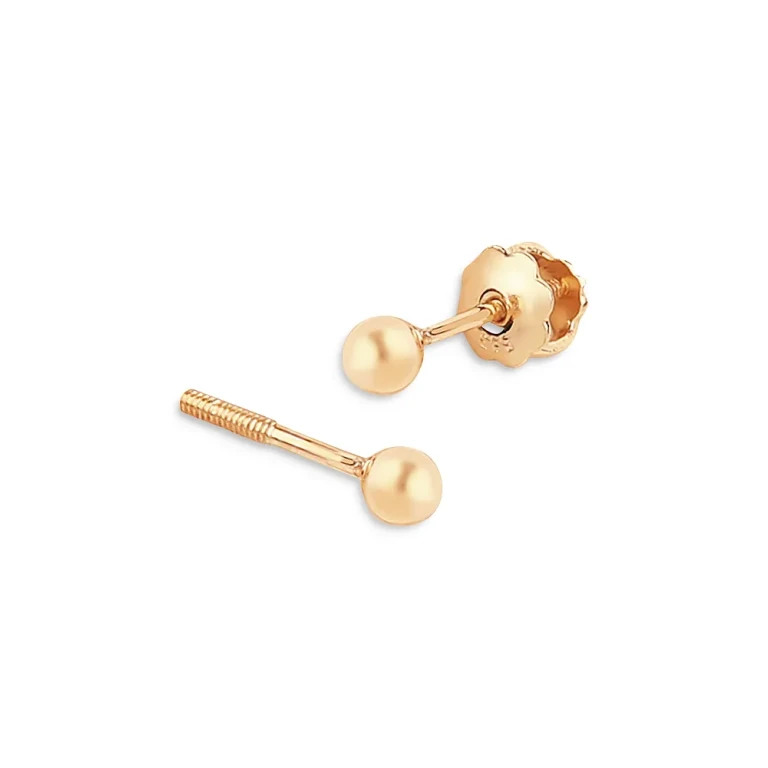 Children's Tiny Ball Stud Earrings in 14K Yellow Gold