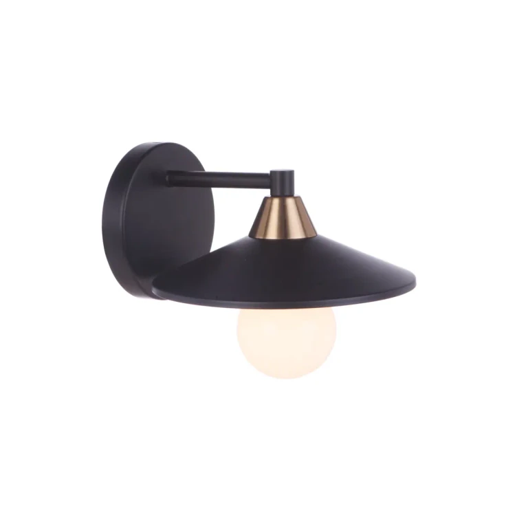 Isaac Wall Sconce in Flat Black with Satin Brass