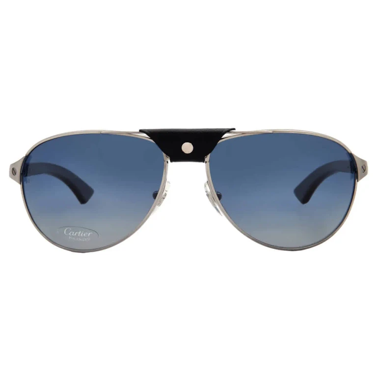 Cartier Santos de Cartier Polarized Blue Pilot Unisex Sunglasses CT0088S 002 61