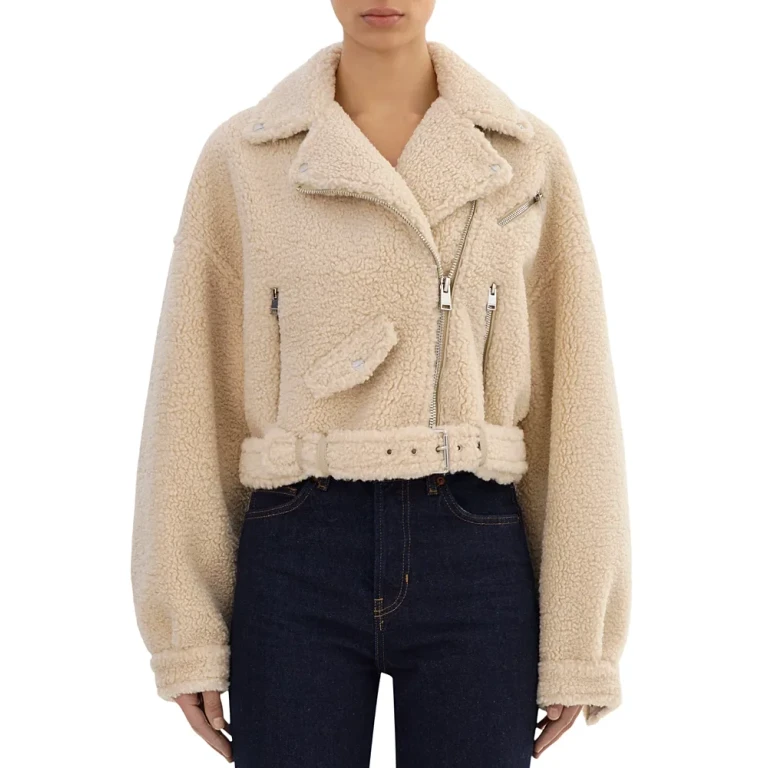 Lamarque Cropped Sherpa Biker Jacket