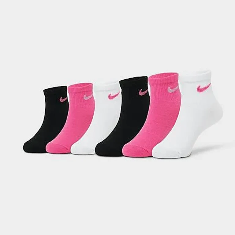 Nike Girls' Toddler Metallic Swoosh Quarter Socks (6-Pack) Size: 5-7