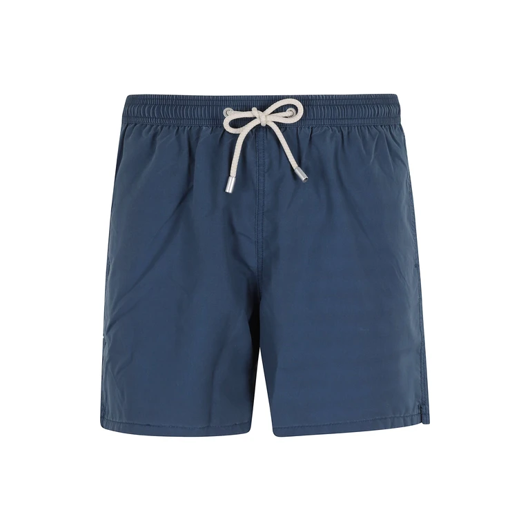 Mc2 Saint Barth Swim Short Garment Dyed Blue Poliestere Costume - Men