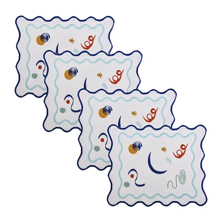 Misette Celestial Embroidered Linen Placemats, Set of 4