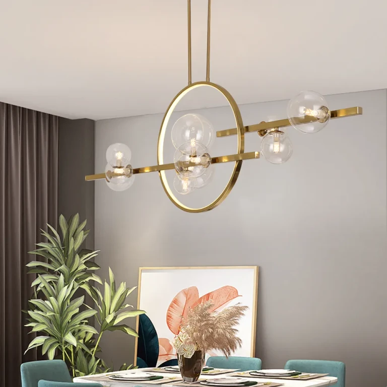 Bubi Modern 10-Light Black Kitchen Island Pendant Light with Glass Globe Shades
