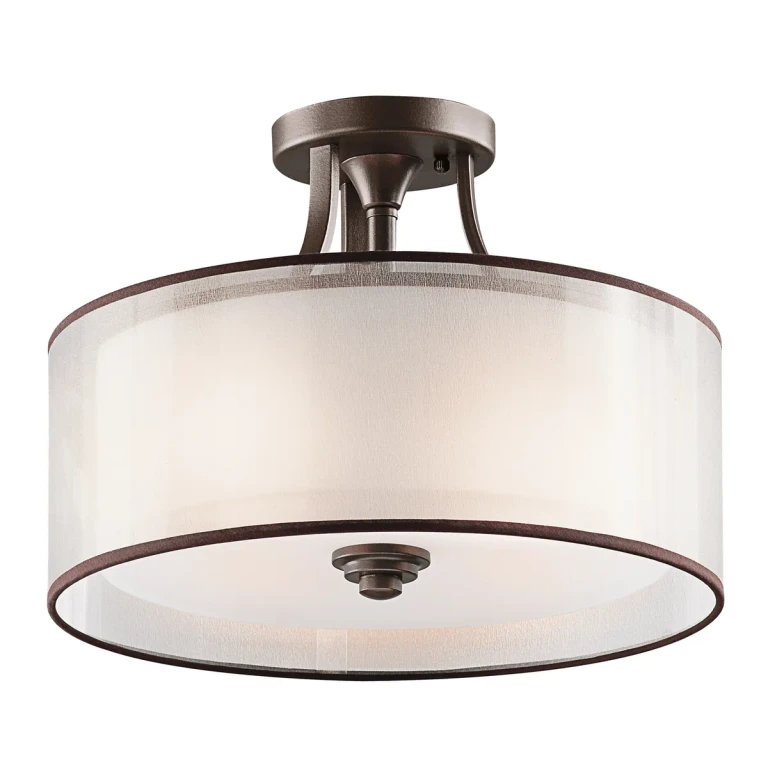 Mission Bronze Three Light Semi Flush Mount from the Lacey Collection