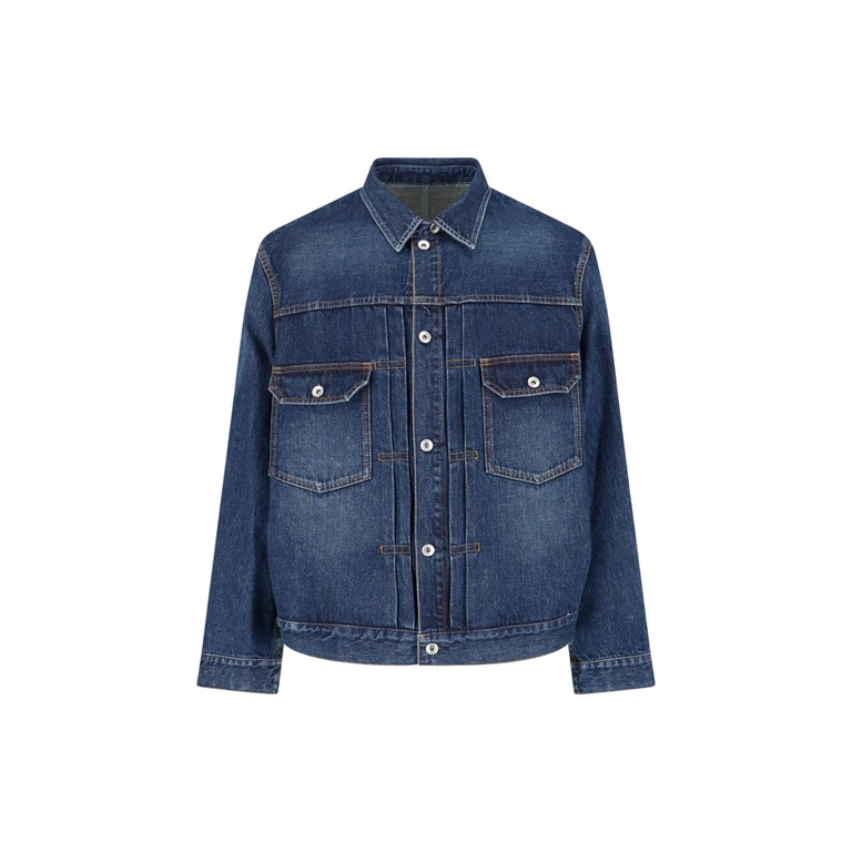 Sacai Jackets Blue Cotton - Men