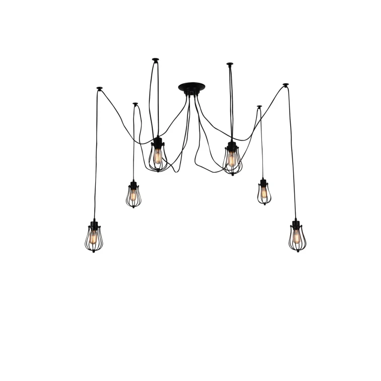 Black Six Light Pendant from the Tomaso Collection
