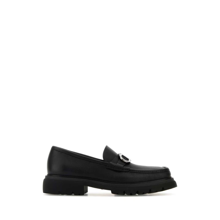 Ferragamo Black Leather Cocoon Loafers