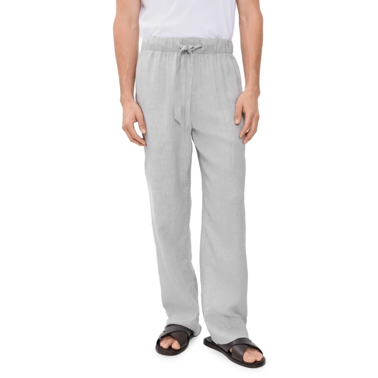 Frescobol Carioca Luan Linen Blend Relaxed Lounge Pants Light Melange Grey L