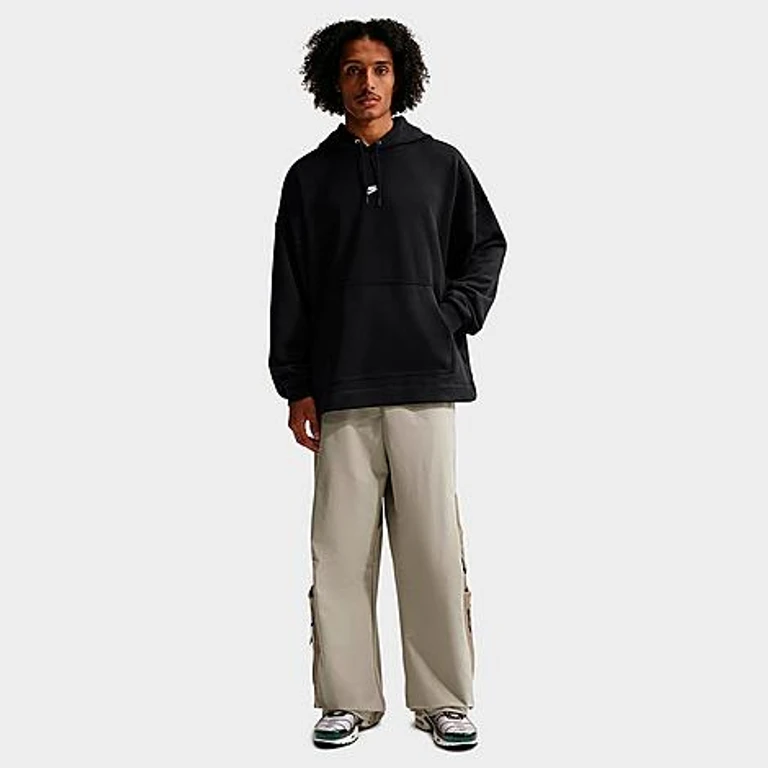 Nike Men's Sportswear Club Oversized French Terry Pullover Hoodie in Black/White Size: XS