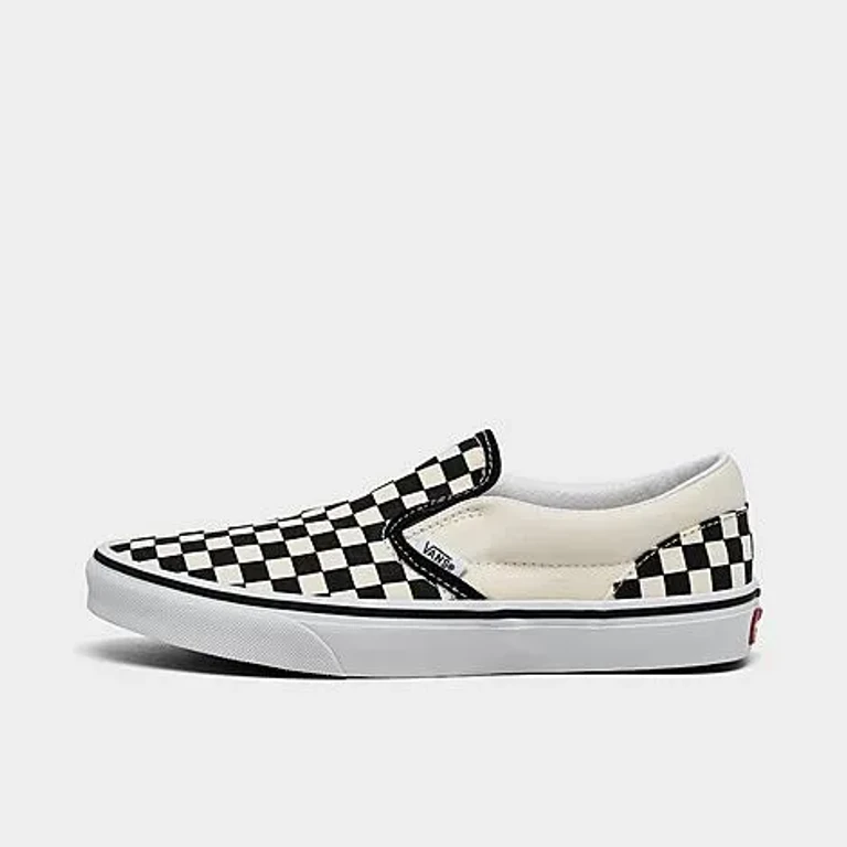 Big Kids Classic Slip-On Casual Shoes in Checkerboard Black/White Size: 3.5