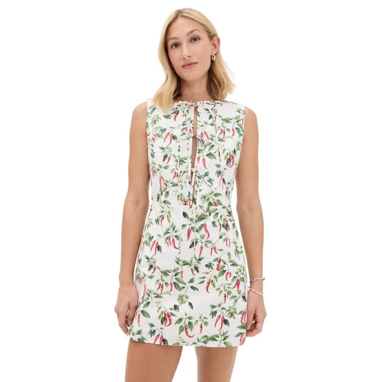 Another Girl Chili Print Tie Front Mini Dress Multi L