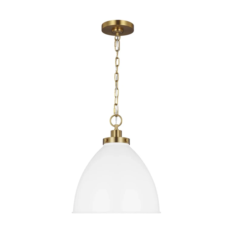 Visual Comfort Studio Wellfleet Pendant Light in Matte White And Burnished Brass by Chapman & Myers
