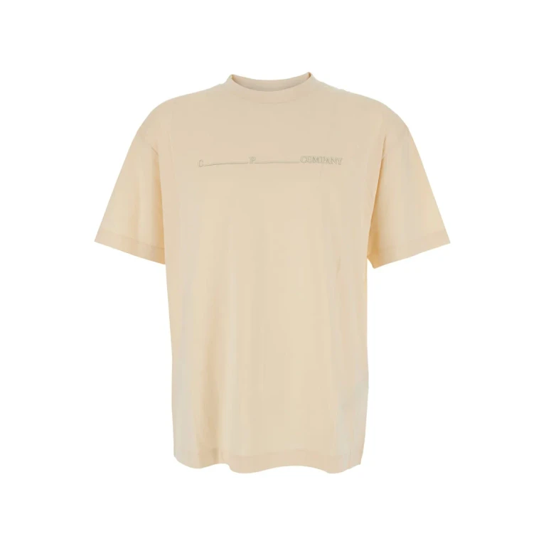 C. P. Company Beige T-shirt With Logo On The Front In Cotton Man