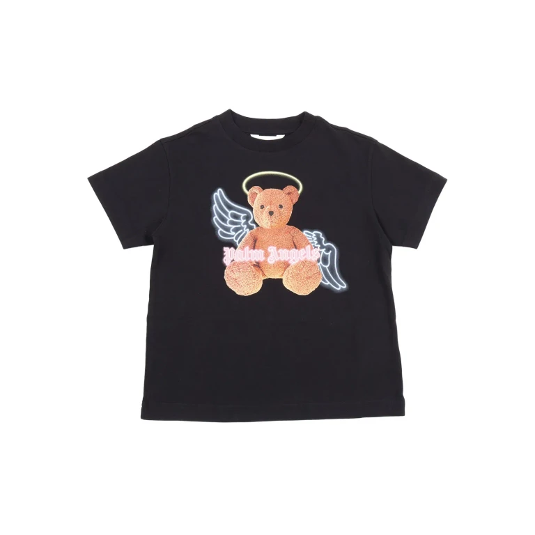 Palm Angels Pa Bear Angel T-shirt S/s Black Brown