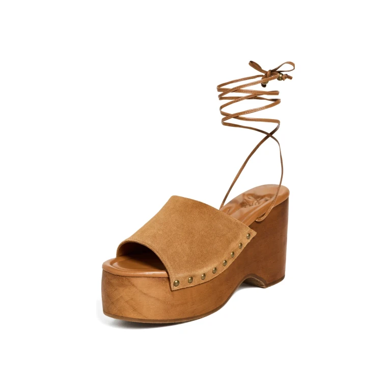 Free People Front Row Wrap Clogs Vachetta Voyage Suede 8.5