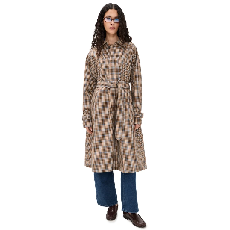 FRAME The Plaid Mac Coat Mocha Check XL