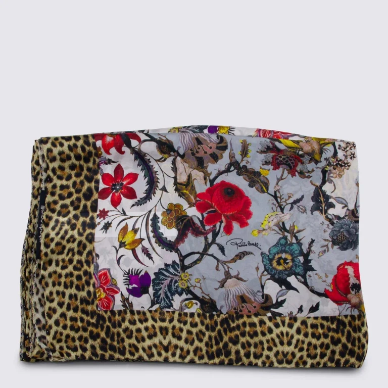 Roberto Cavalli Beige Silk Scarf