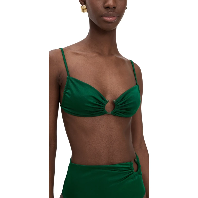 Johanna Ortiz Sumatra Green Tangle Up Bikini Top Dark Green L