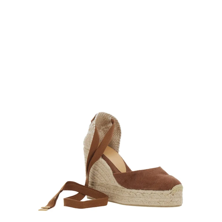 Castañer carina Brown Wedges With Ankle Strap And High Wedge Heel In Fabric Woman