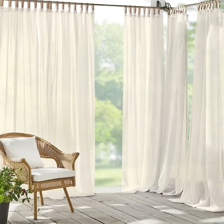 Elrene Home Fashions Darien Solid Indoor/Outdoor Sheer Adhesive Loop Tab Top Window Curtain Panel, 52 x 95