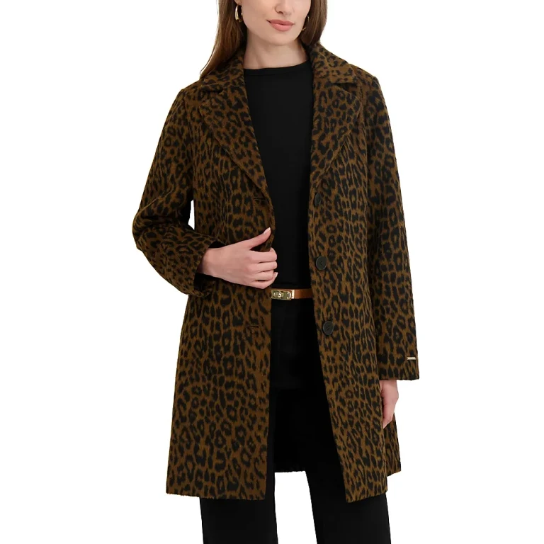 Tahari Lina Leopard Print Coat