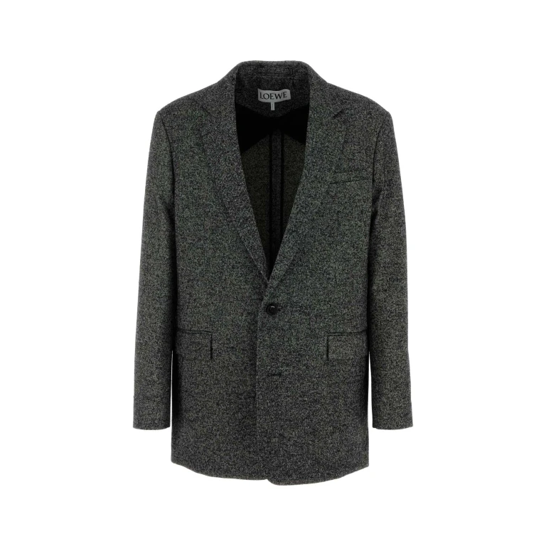 Loewe Two-Tone Wool Blend Blazer Blackwhite Exterior: Nylon Giacche E Gilet - Men