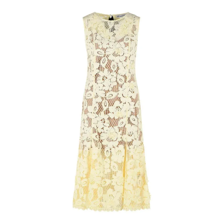 Self-portrait Vestido na altura do joelho - Amarelo