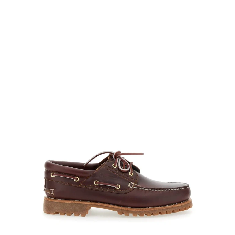 Timberland authentic Brown Loafers With Embossed Logo On The Side In Leather Man