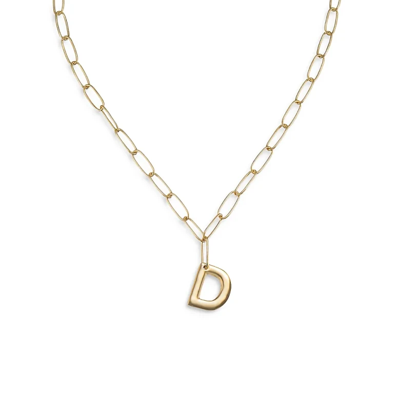Ettika Paperclip Link Chain Initial Pendant Necklace in 18K Gold Plated, 18
