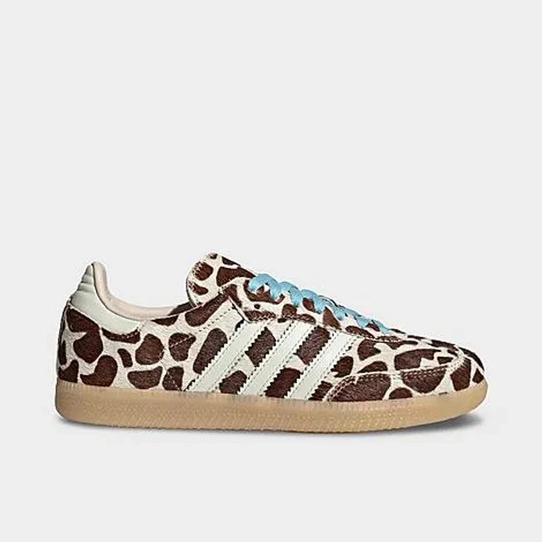 adidas Women's Originals Samba OG Cow Print Casual Shoes in Crystal Linen/Ivory/Gum Size: 5.0