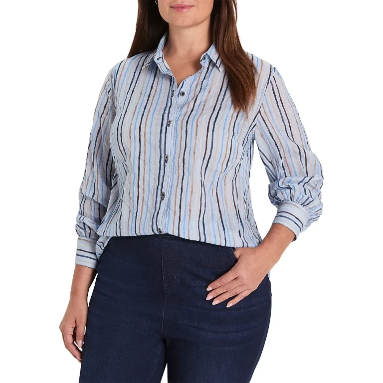 Nic+Zoe Plus Drifty Painted Stripe Shirt