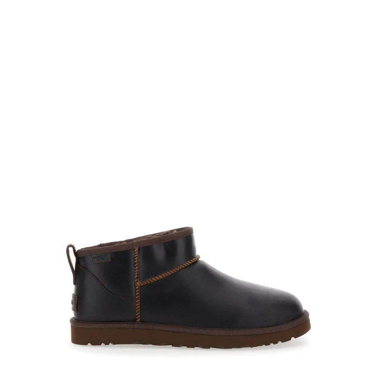 UGG classic Ultra Mini Brown Boots In Leather Man