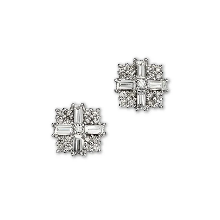 Diamond Stud Earrings in 14K White Gold, 0.65 tcw