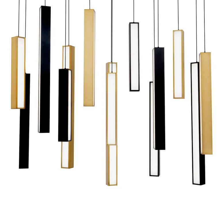 Black Aged Brass & Black LED Pendant from the Chaos Collection