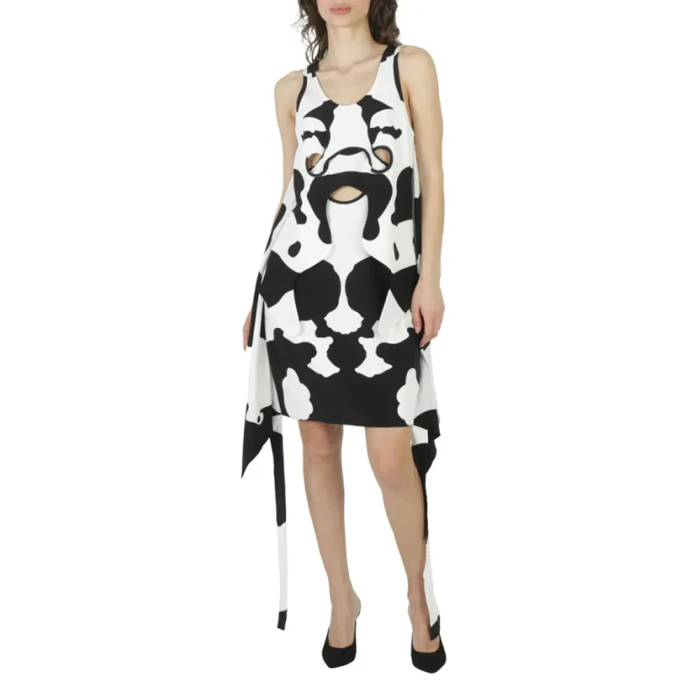 Burberry Cow-Print Pieced Cutout Silk Mini Dress