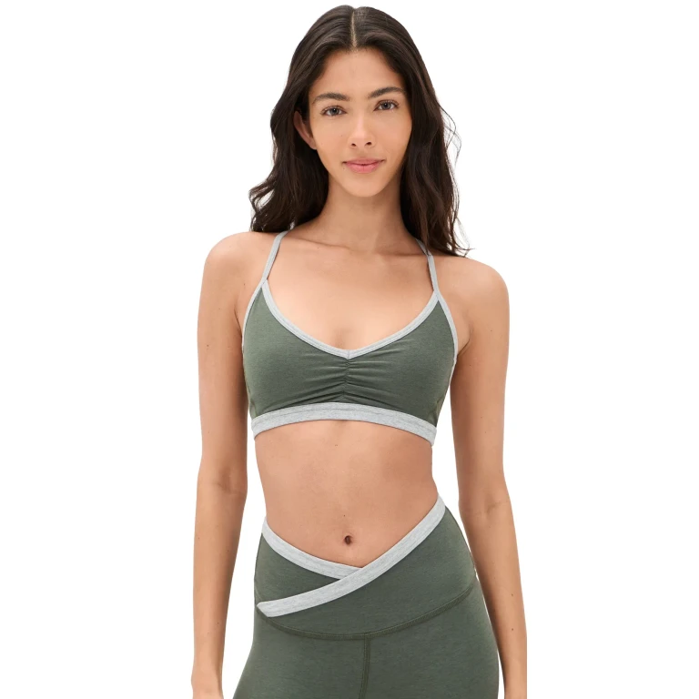 Beyond Yoga Outlines Strappy Bra Dusty Forest Heather S