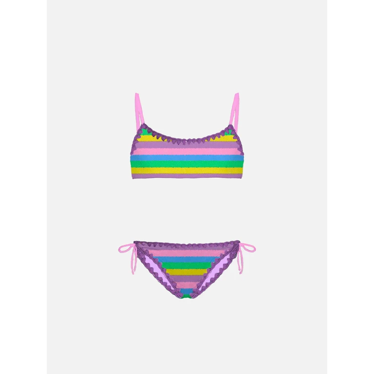 Mc2 Saint Barth Girl Bralette Bikini With Multicolor Striped
