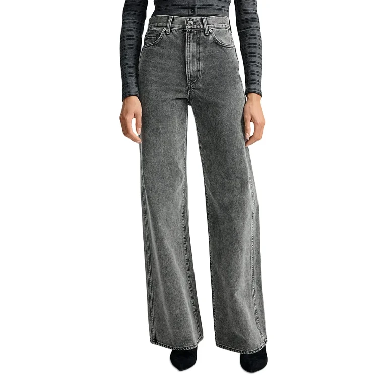 Veronica Beard Taylor High Rise Wide Leg Jeans in Volcanic Dust