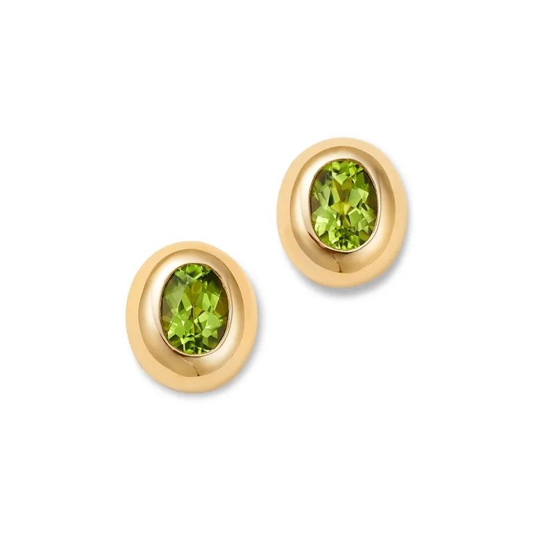 Bloomingdale's Fine Jewelry Peridot Polished Bezel Oval Stud Earrings in 14K Yellow Gold