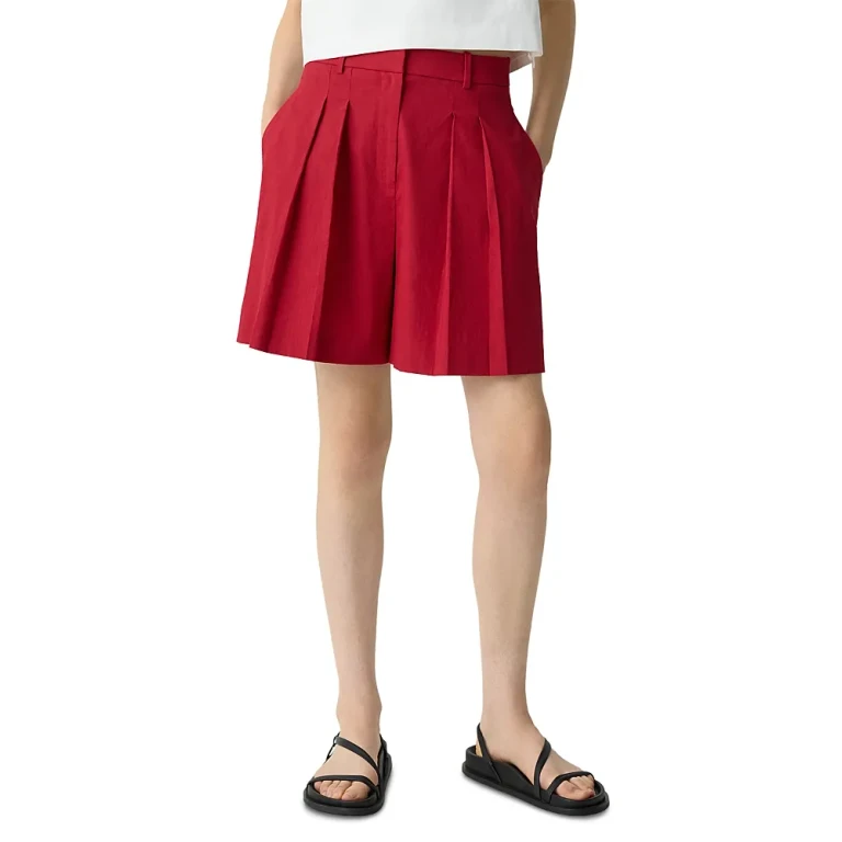 Theory Pleated Linen Shorts