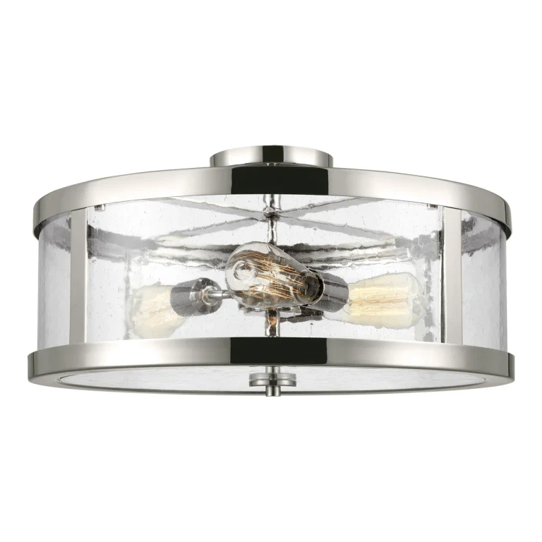 Polished Nickel Three Light Semi-Flush Mount from the Harrow Collection