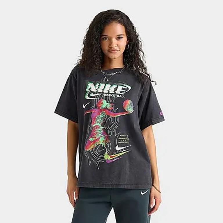 Nike Women's Sportswear Essentials Glitch T-Shirt in Black Size: XS