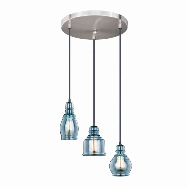 Satin Nickel and Oil Rubbed Bronze Three Light Mini Pendant from the Millie Collection