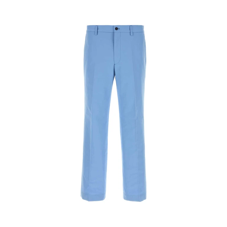 Prada Light Blue Poplin Pant Celeste Exterior: Cotton Pantaloni - Men